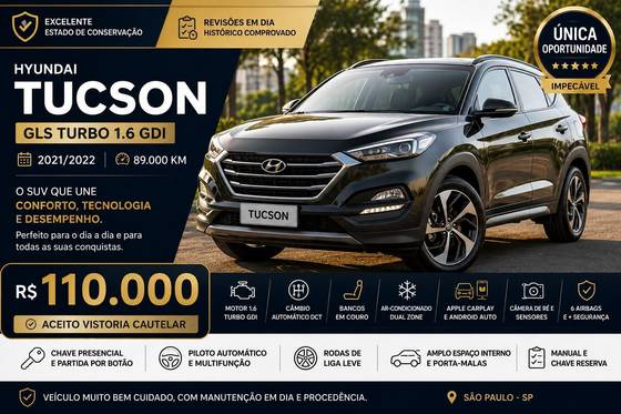 HYUNDAI TUCSON 1.6 16V T-GDI GASOLINA GLS ECOSHIFT HYUNDAI TUCSON 1.6 16V T-GDI GASOLINA GLS ECOSHIFT